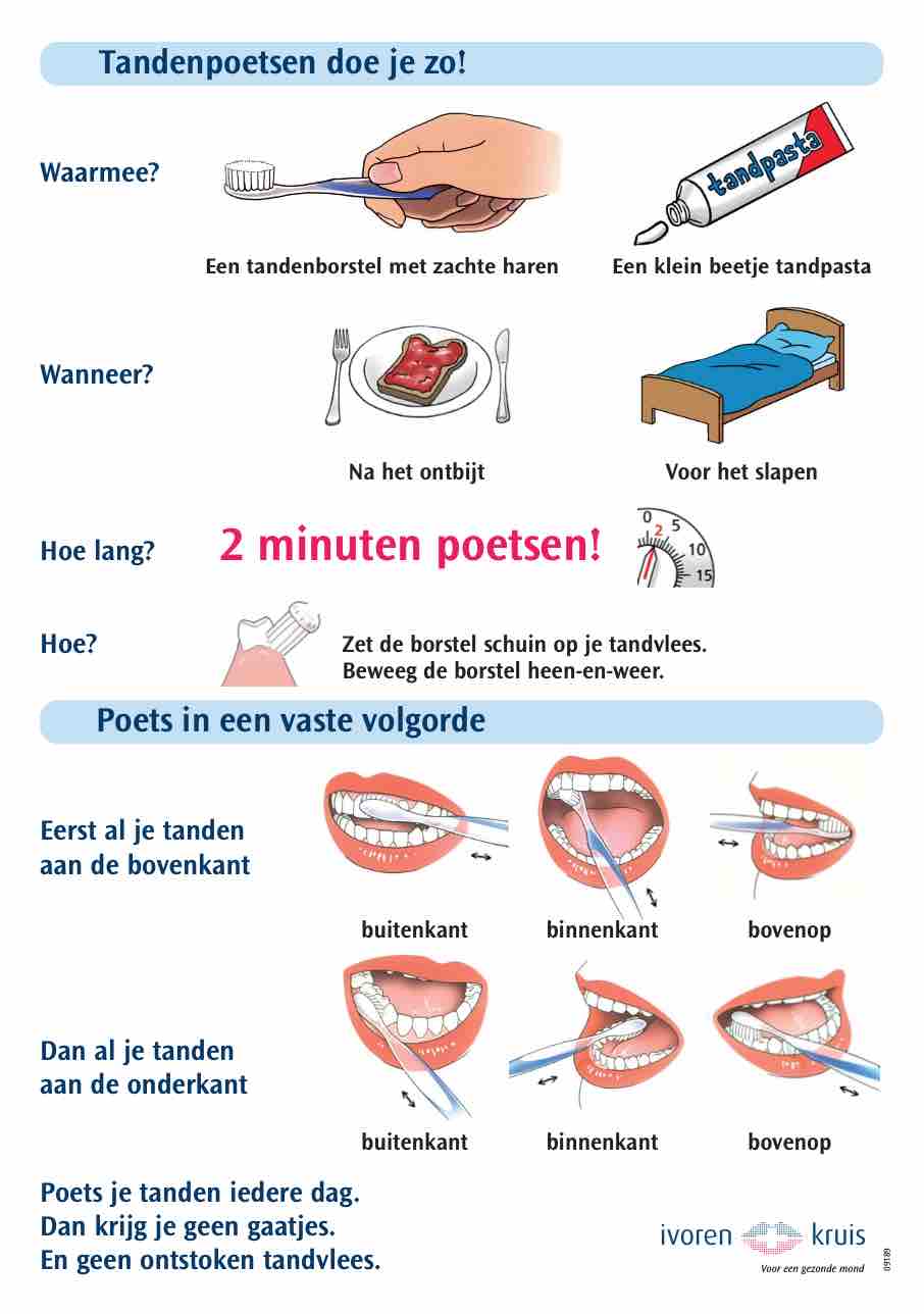 Ivoren Kruis<br />
Poetsposter Tandenpoetsen doe je zo! (verstandelijke beperking)